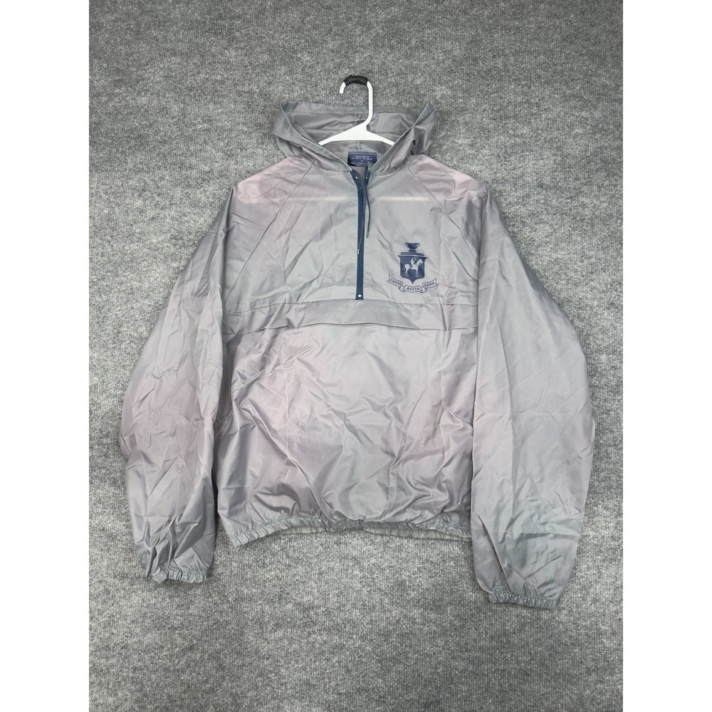 Santa Anita Park Los Angeles Turf Club Gray Quarter Zip Windbreaker Jacket MensL